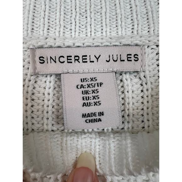 Sincerely Jules Santorini White Cropped Knit Sweater XS - Picture 4 of 7